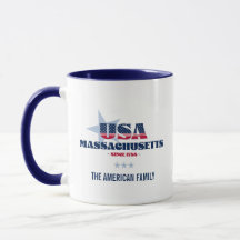 Massachusetts USA 1788 Blue Star Personalized Mug