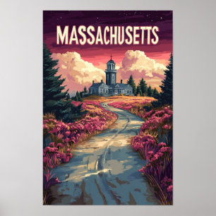 Massachusetts USA Kunst Vintage-Illustration Reise Poster