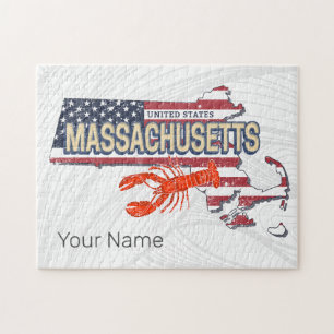 Massachusetts Vereinigte Staaten Retro-Karte Vinta