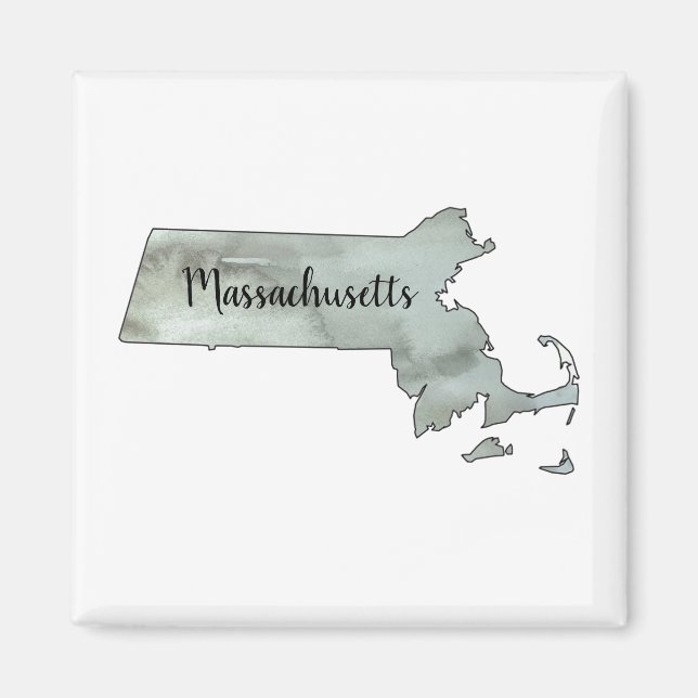 Massachusetts Wasserfarbe Staat Kontur Magnet (Vorne)