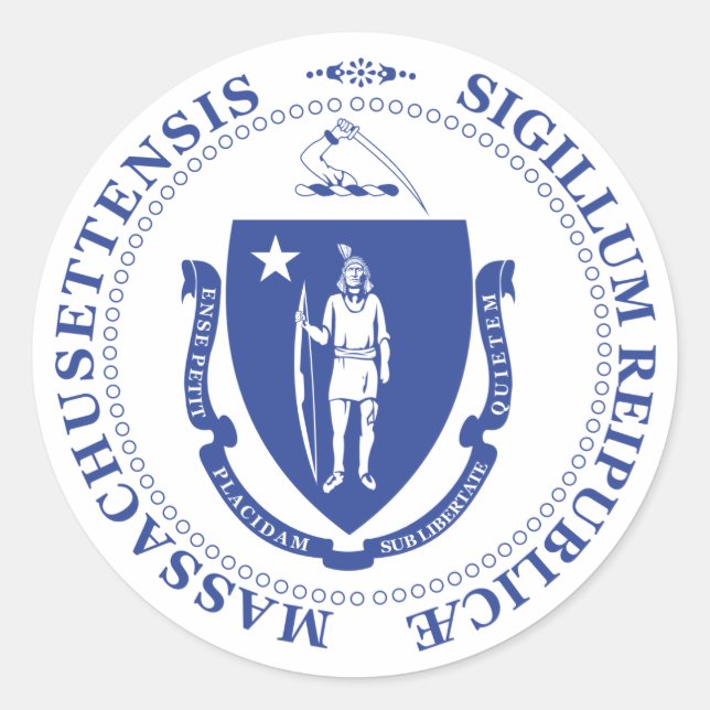Massachusetts-Zeichen Runder Aufkleber (Vorderseite)