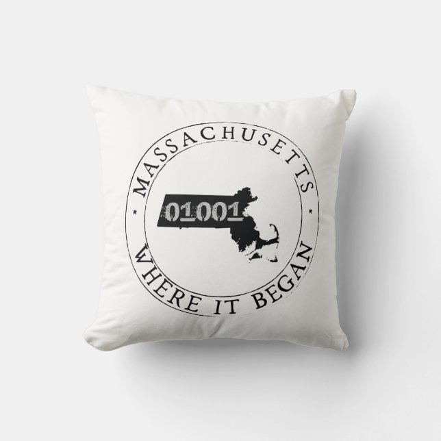 Massachusetts Zip Code Kissen (Vorderseite)