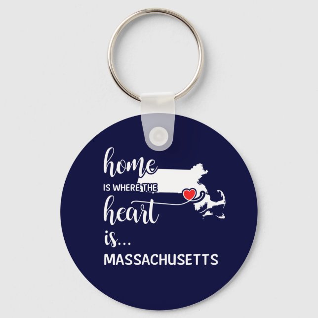 Massachusetts Zuhause ist das Herz Schlüsselanhänger (Vorderseite)