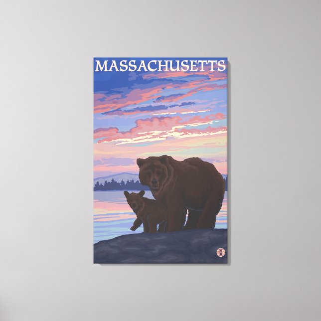 MassachusettsBär und Cub Leinwanddruck (Vorderseite)