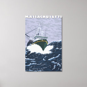 MassachusettsKrebse Fischerei Bootszene Leinwanddruck