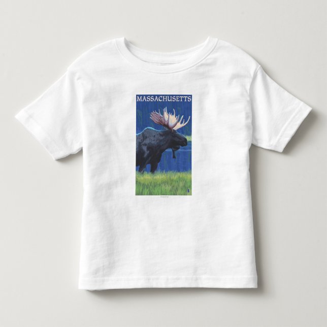 MassachusettsMoose im Mondschein Kleinkind T-shirt (Vorderseite)