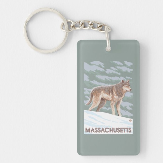 MassachusettsWolf Szene Schlüsselanhänger (Vorderseite)