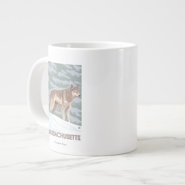 MassachusettsWolfszene Jumbo-Tasse (Vorderseite Links)
