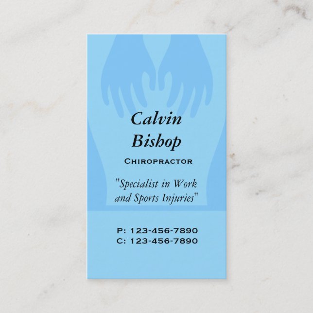Massage/ Chiropractor Business Card/ Blau Visitenkarte (Vorderseite)