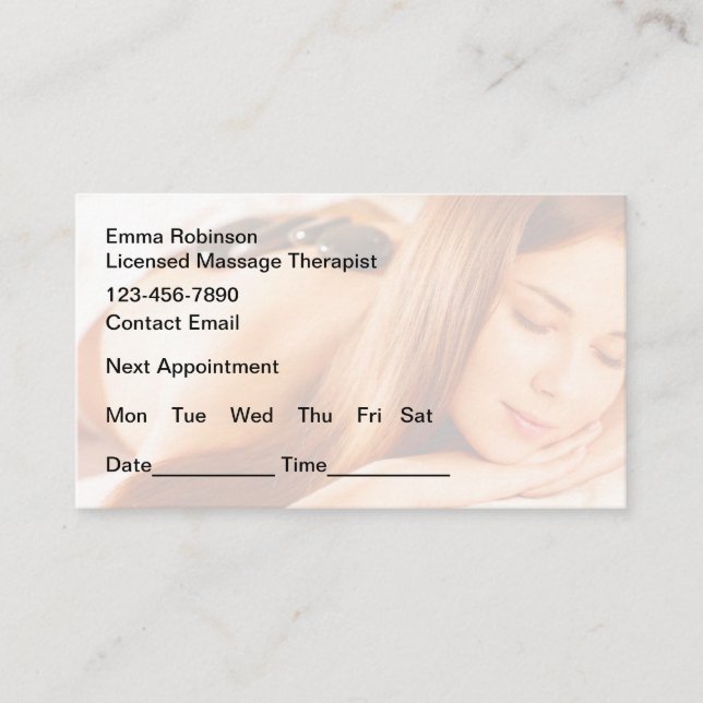 Massage Client Termin Erinnerung Business Cards (Vorderseite)