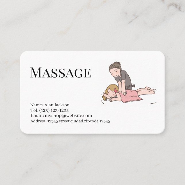 Massage-Dienstleistungen bearbeitbare Visitenkarte (Vorderseite)