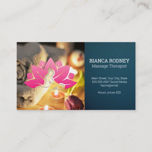 Massage | Health Wellness | Flower Spa Logo Visitenkarte (Vorderseite)