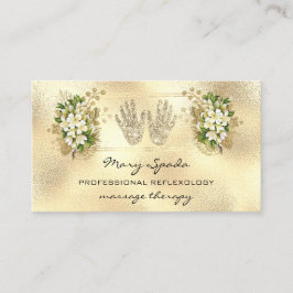 Massage Reflexologie Reiki Hands Gold QRCode Flora Visitenkarte