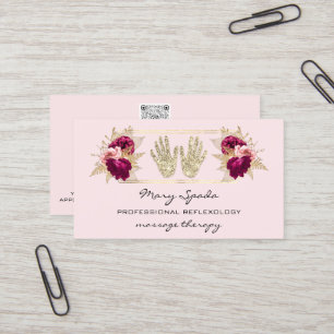 Massage Reflexologie Reiki Hands Gold QRCode Flora Visitenkarte