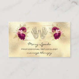 Massage Reflexologie Reiki Hands Gold QRCode Wreat Visitenkarte