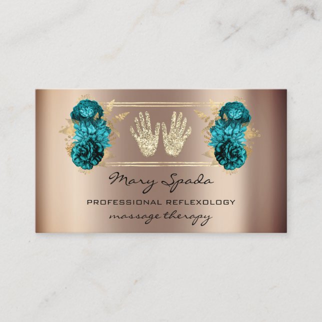 Massage Reflexologie Reiki Hands Imitate Gold QR A Visitenkarte (Vorderseite)
