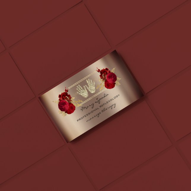 Massage Reflexologie Reiki Hands Rose Gold QR Code Visitenkarte (Von Creator hochgeladen)