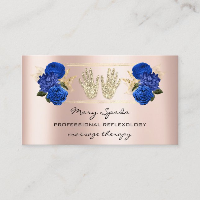 Massage Reflexologie Reiki Hands Rose Gold QR Roya Visitenkarte (Vorderseite)
