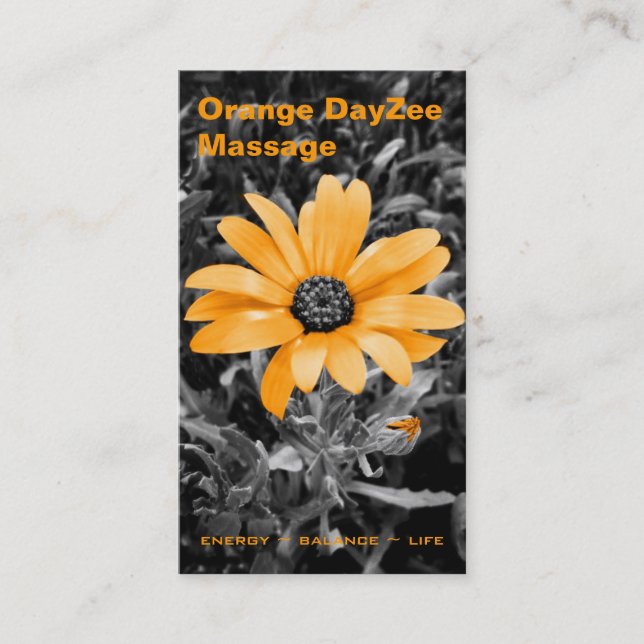 Massage Spa Salon Floral Daisy Orange Monochrome Terminkarte (Vorderseite)