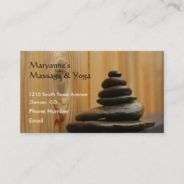 Massage-Steine und Holz Terminkarte