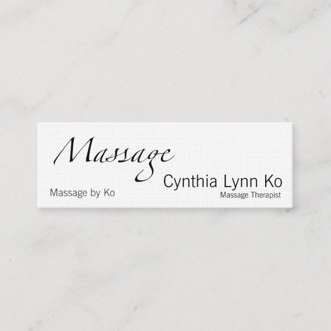 Massage-Text mit AMTA Mini Visitenkarte (Vorderseite)
