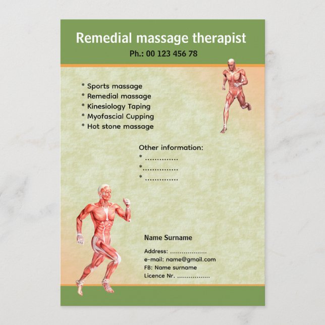 Massage-Therapeut Flyer-Vorlage  Einladung (Vorderseite)