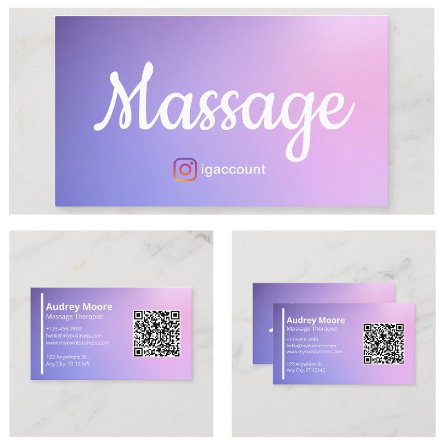 Massage-Therapeut Ganzheitliches Wohlbefinden QR-C Visitenkarte (Massage Therapist Holistic Wellness QR Code Business Card
)