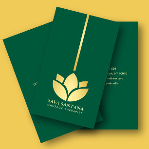 Massage-Therapeut Gold-Lotus Smaragdgrün  Visitenkarte