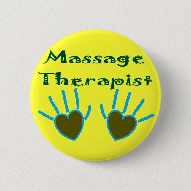 Massage-Therapeut-Herz übergibt Geschenke Button (Vorderseite)