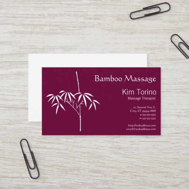 Massage-Therapeut-Japaner-Bambus Visitenkarte (Vorderseite/Rückseite Beispiel)