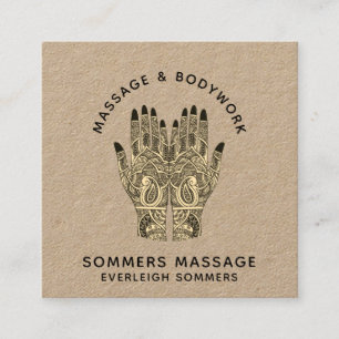 Massage Therapeut Körperarbeit Mehndi Henna Kraft  Quadratische Visitenkarte