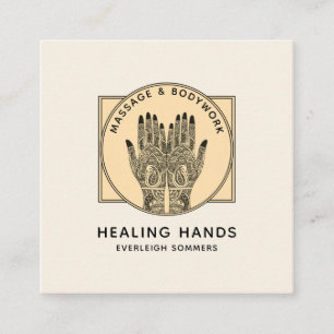 Massage Therapeut Körperarbeit Mehndi Henna Platz Quadratische Visitenkarte