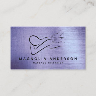 Massage Therapeut Lila Foil Brushed Metal Visitenkarte