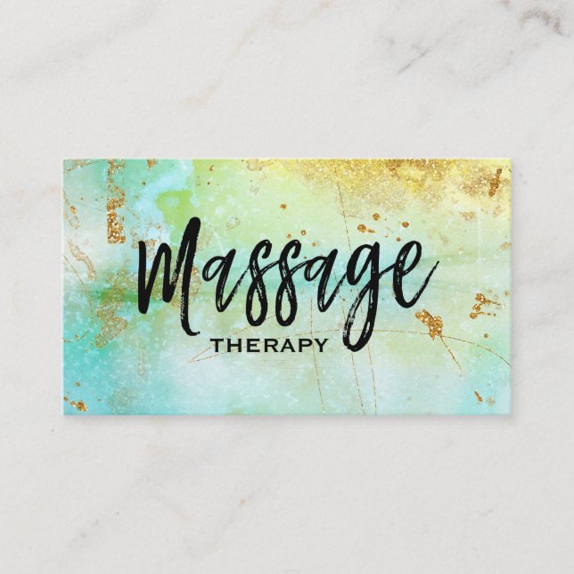 *~* Massage-Therapeut-modischer Schmutz-GoldTürkis Visitenkarte (Vorderseite)