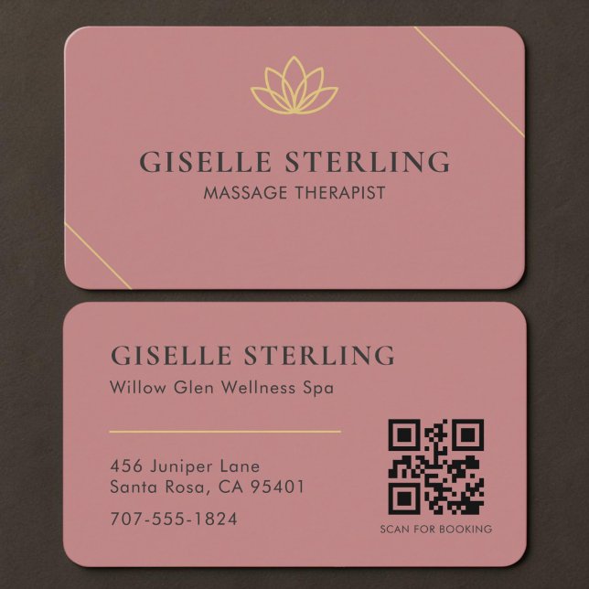 Massage-Therapeut QR-Code in Rosa Visitenkarte (Von Creator hochgeladen)