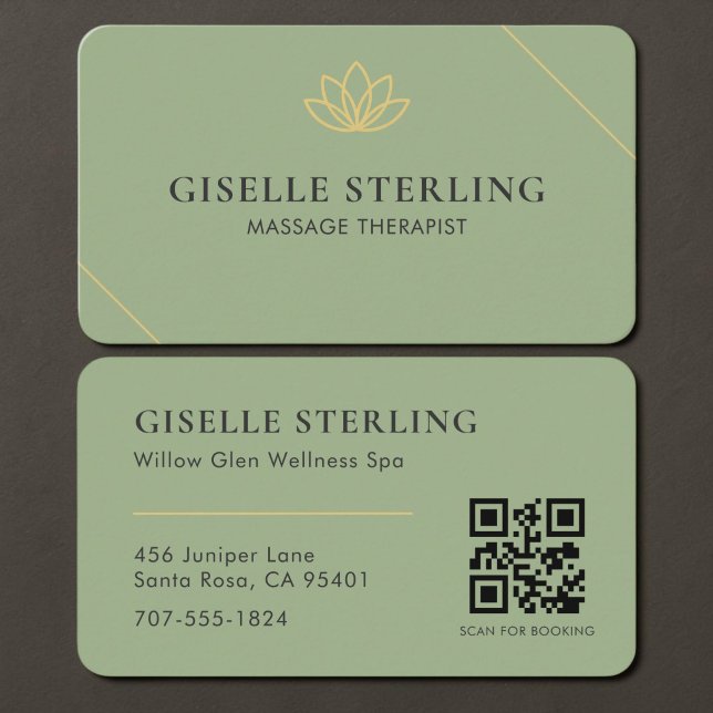 Massage-Therapeut QR-Code Sage Grün Visitenkarte (Von Creator hochgeladen)
