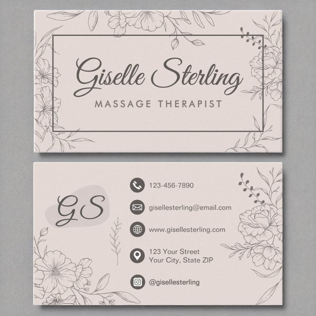 Massage Therapeut Rosa Blütenrosa Blumenmuster Art Visitenkarte (Von Creator hochgeladen)