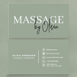 Massage-Therapeut Sage Green Visitenkarte