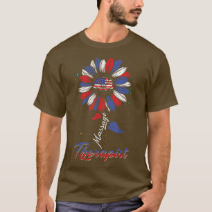 Massage Therapeut USA Flag Sonnenblume Funny Vurth T-Shirt