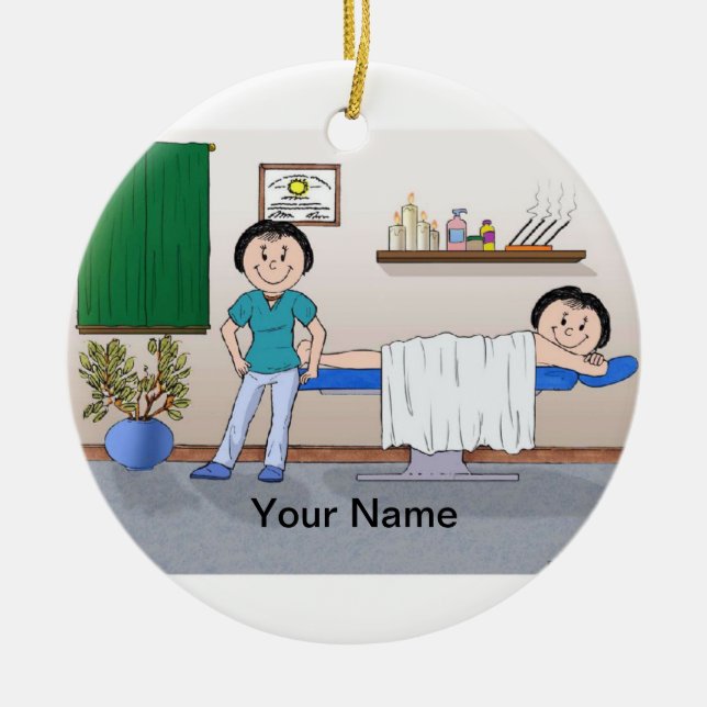 Massage-Therapeut - weiblich, weiblicher Kunde Keramik Ornament (Vorne)