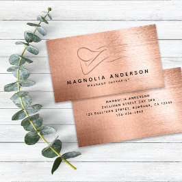 Massage Therapeutin Rose Gold Foil Brushed Metal Visitenkarte