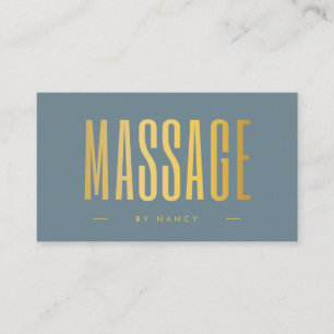 Massage-Therapie Dusty Blue und Gold Visitenkarte