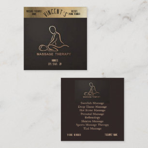 Massage-Therapie Gold & Schwarz Geschäftskarte Quadratische Visitenkarte