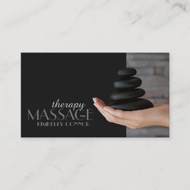 Massage Thérapie Pierre de guérison noire Carte de (Devant)
