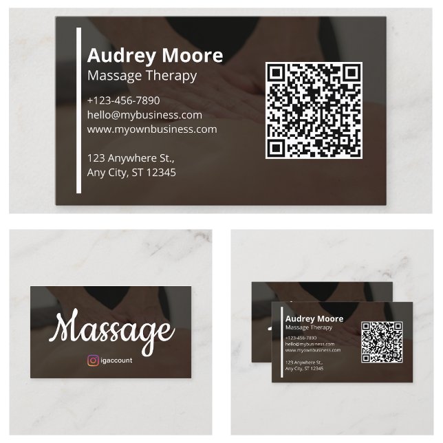 Massage-Therapie QR-Code-Integration Visitenkarte (Massage Therapy QR Code Integration Business Card
)