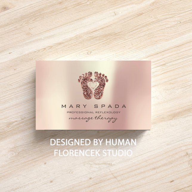 Massage Therapie Reflexologie Fütterung Reiki Rose Visitenkarte (Massage Therapy Reflexology Feet Reiki Rose GlitteR Business Card)