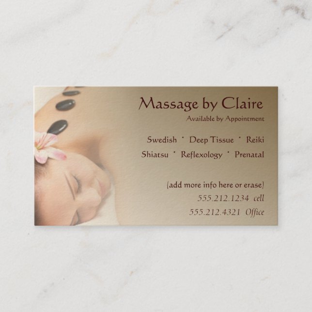 Massage-Therapie-Visitenkarte Visitenkarte (Vorderseite)