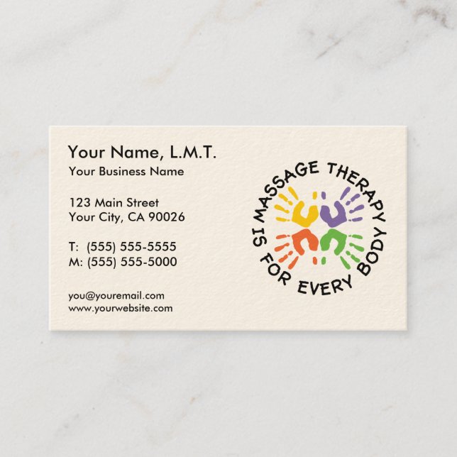 Massage-Therapie-Visitenkarten Visitenkarte (Vorderseite)