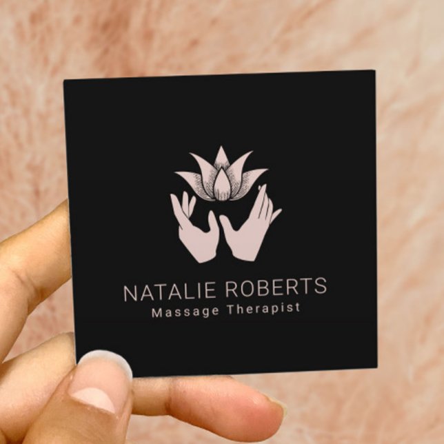 Massage Therapieheilung Hände & Lotus Blume Wellne Quadratische Visitenkarte (Von Creator hochgeladen)
