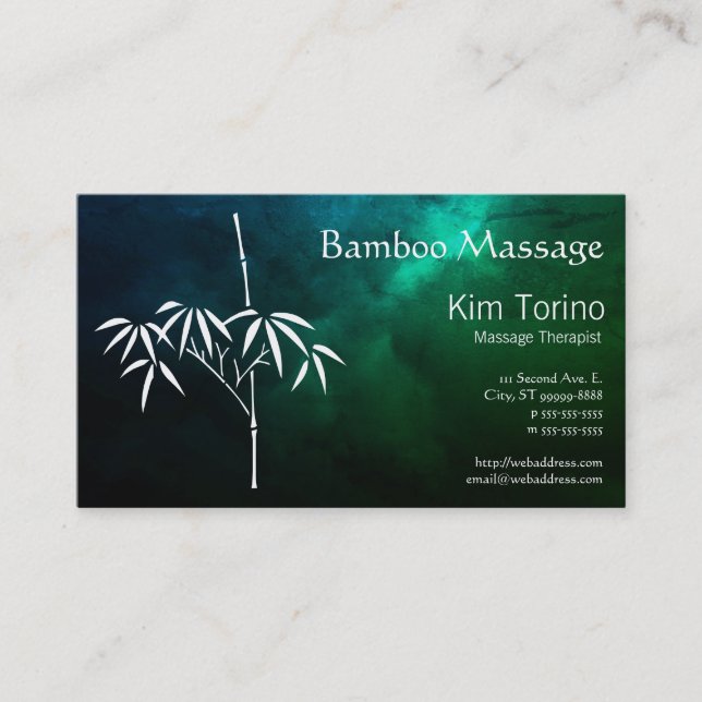 Massage Therapist Bamboo Dark Clouds Appointment Visitenkarte (Vorderseite)